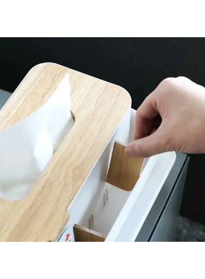 White Wooden Tissue Box Storage Organizer 24x18x10 for Living Room Bedroom Kitchen - Image 5